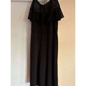 Lane Bryant Women’s Black Jumpsuit Size 16p.  Short Sleeves Wide Legs